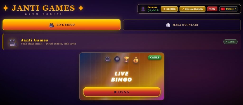 Jantigames.com canli bingo oyun lobisi